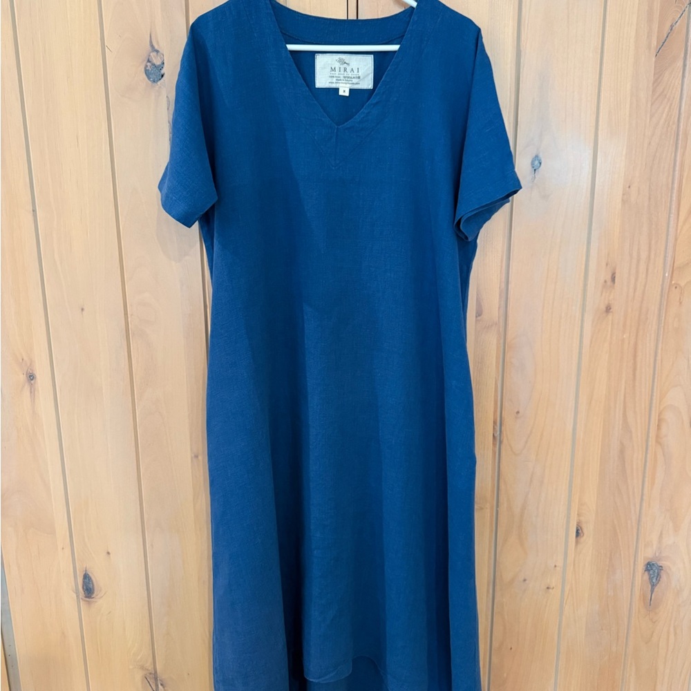 Blue V-Neck Dress